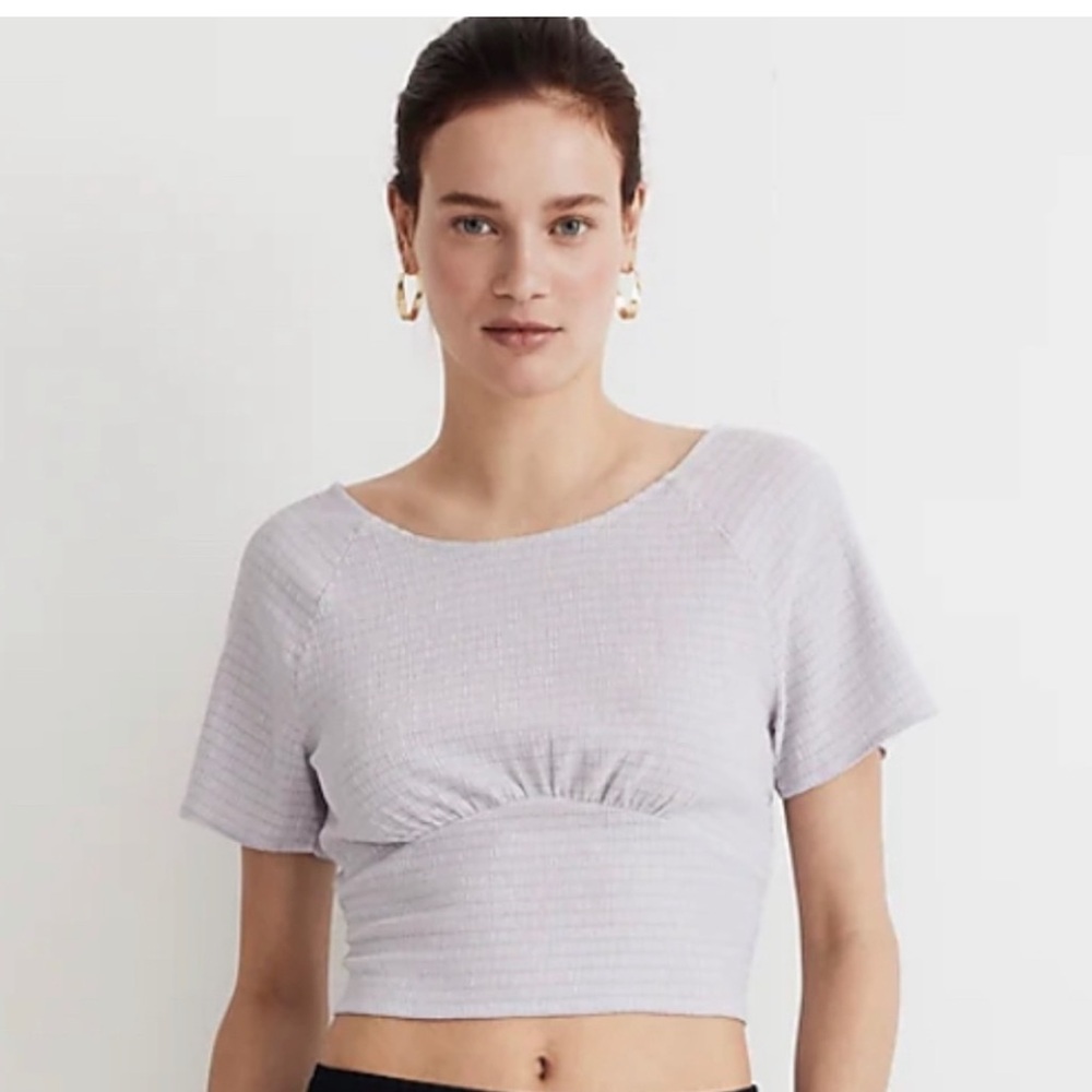 Madewell Shirred lavender crop top